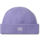 Acne Studios - Kansy Logo-Appliquéd Ribbed Wool-Blend Beanie - Purple