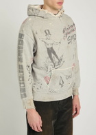 Saint Mxxxxxx X Alexis Drawing Distressed Hooded Cotton Sweatshirt Grey