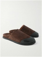 Mr P. - Rubber-Trimmed Suede Slippers - Brown