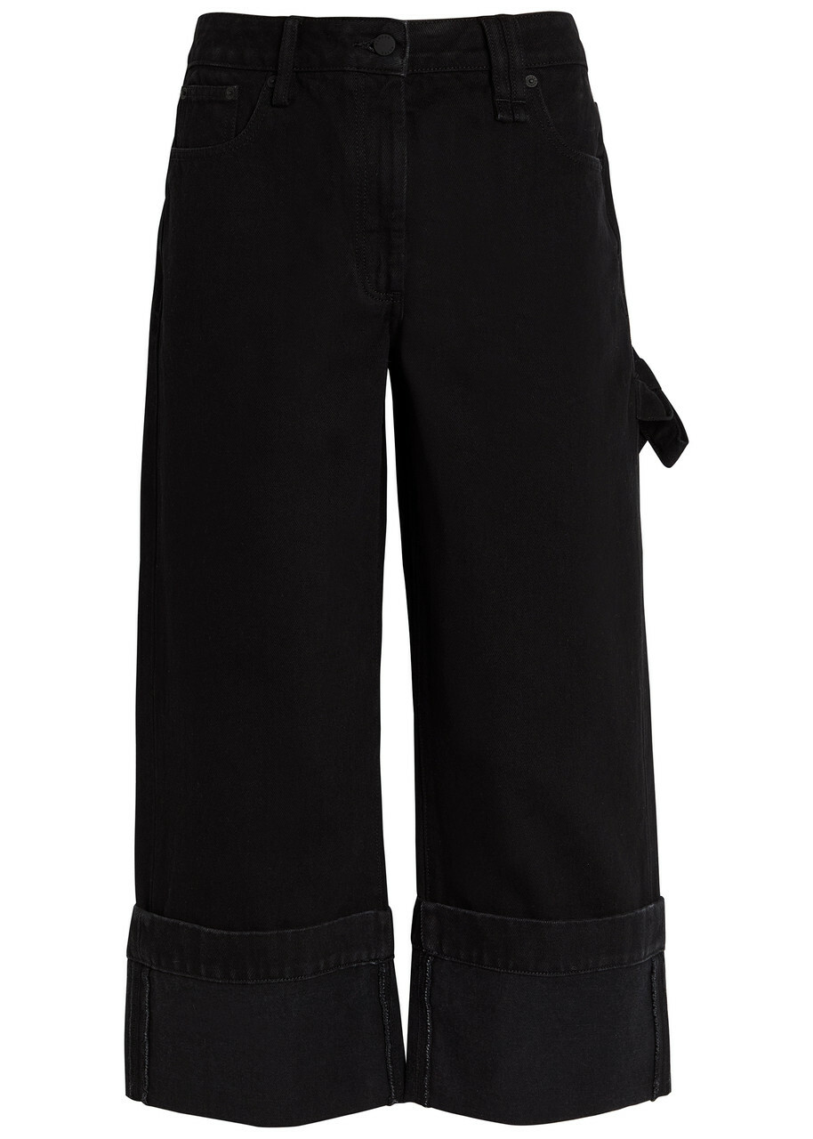 Simone Rocha Turn-up Straight-leg Cropped Jeans Black