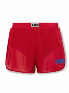 Y,IWO - Lessons Straight-Leg Logo-Print Mesh Shorts - Red
