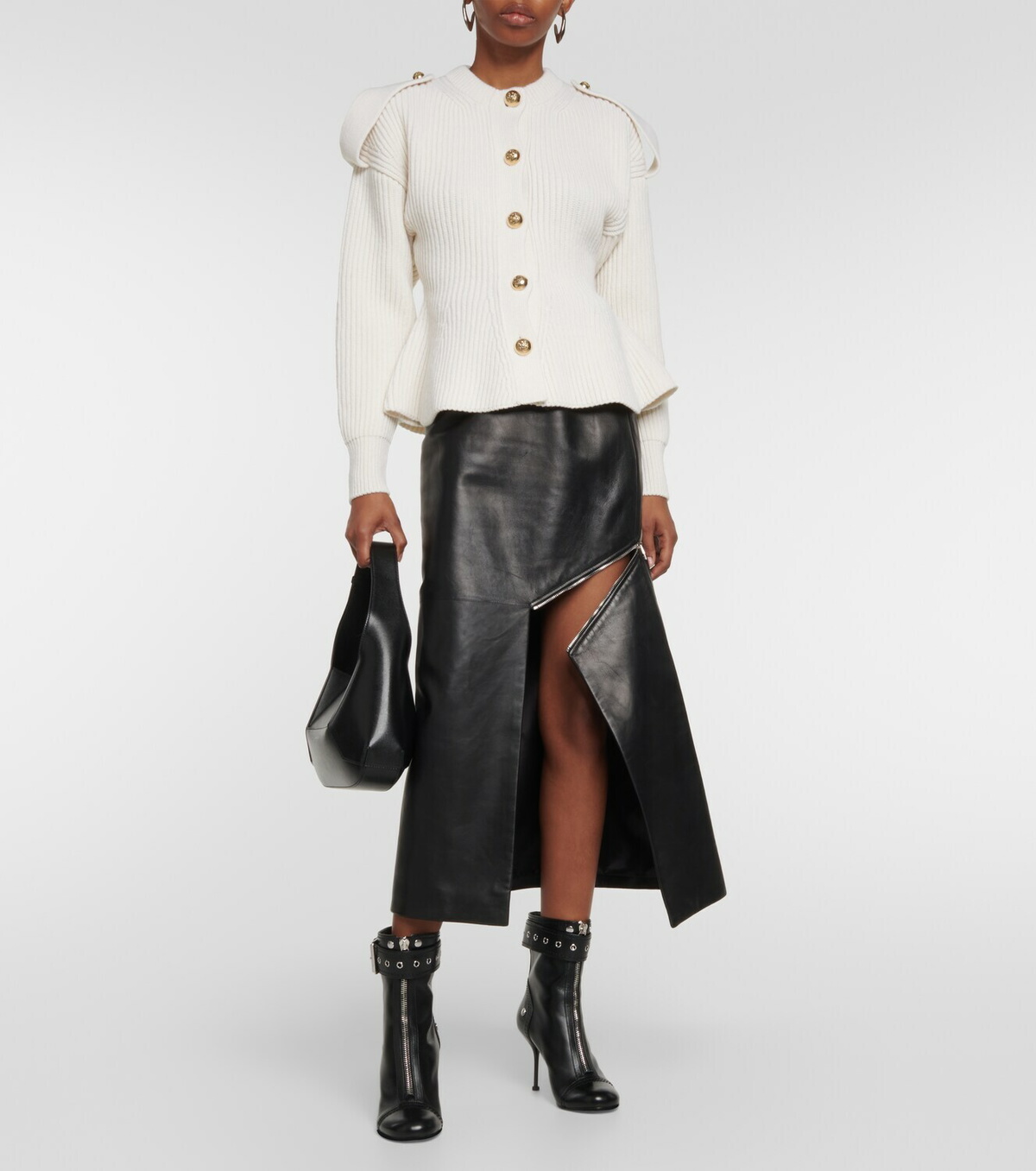 Alexander McQueen Ribbed-knit wool and cashmere cardigan