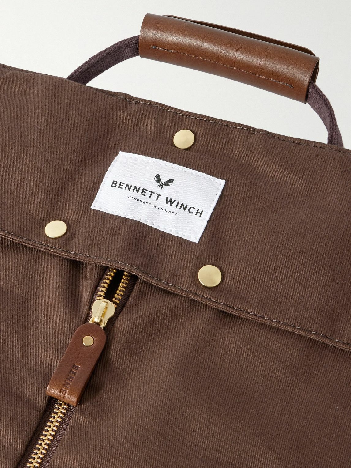 Bennett Winch - Logo-Embroidered Leather-Trimmed Cotton-Twill Suit Carrier and Holdall