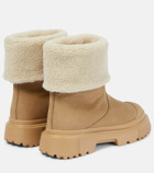 Hogan H619 faux shearling-trimmed suede ankle boots