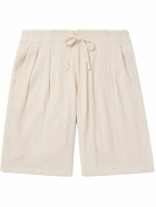 Monitaly - Straight-Leg Pleated Cotton Shorts - Neutrals