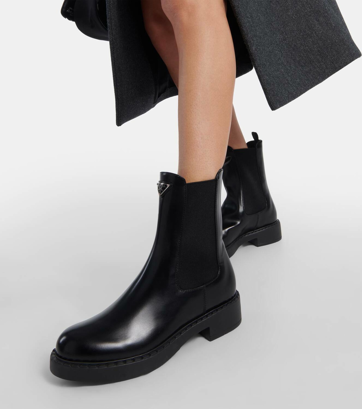 Prada Logo leather ankle boots
