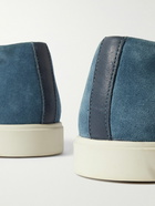 Frescobol Carioca - Miguel Leather-Trimmed Suede Loafers - Blue