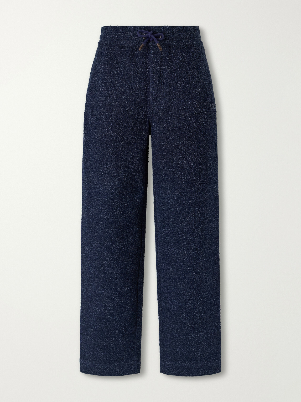 LOEWE - Wide-Leg Cotton-Blend Terry Drawstring Trousers - Blue