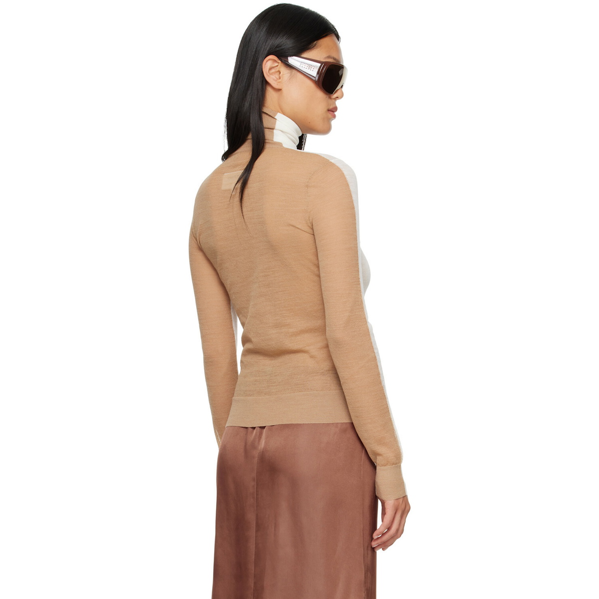 MM6 Maison Margiela White & Beige Front Back Pullover Turtleneck