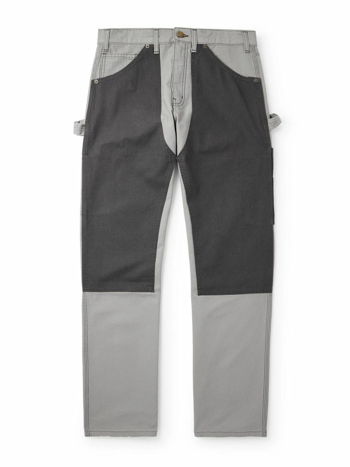 Cherry Los Angeles - Straight-Leg Double-Knee Cotton-Canvas Trousers - Gray