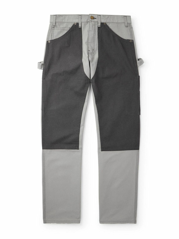 Photo: Cherry Los Angeles - Straight-Leg Double-Knee Cotton-Canvas Trousers - Gray