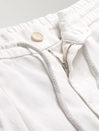 Brunello Cucinelli - Straight-Leg Cotton-Gabardine Drawstring Trousers - White