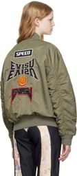 Evisu Khaki Embroidered Bomber