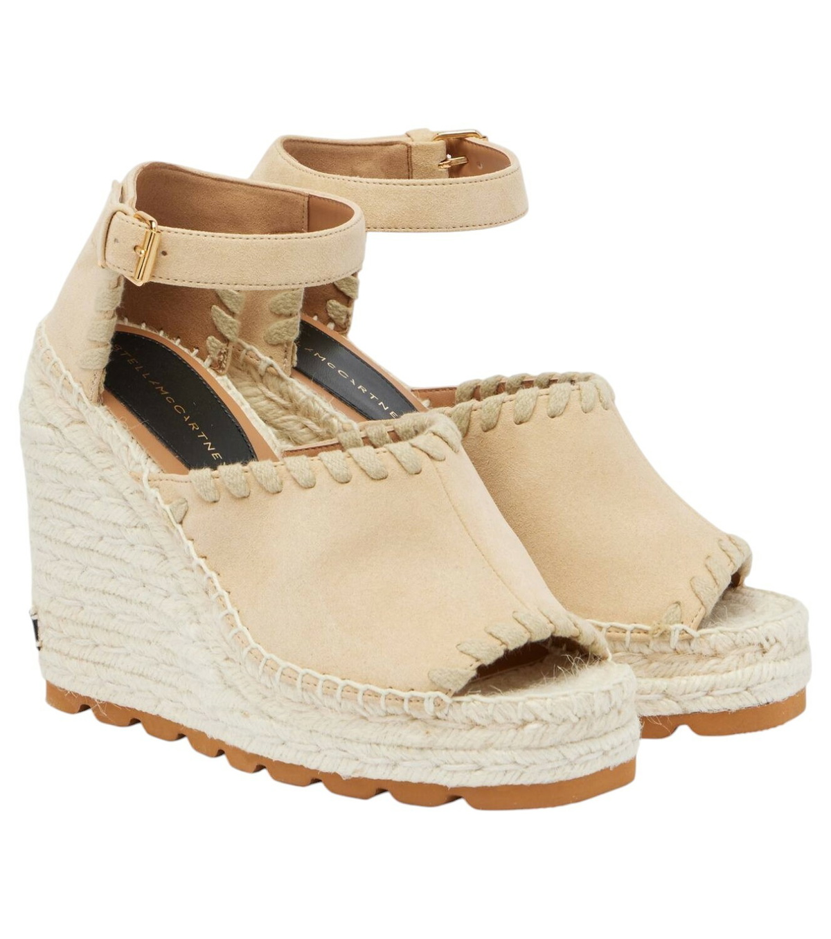 【Stella McCartney】 Faux suede-trimmed espadrille sandals Faux suede-trimmed espadrille sandals in neutrals - Stella