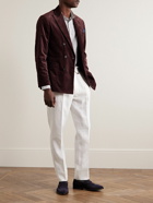 Brunello Cucinelli - Double-Breasted Cotton-Corduroy Suit Jacket - Burgundy
