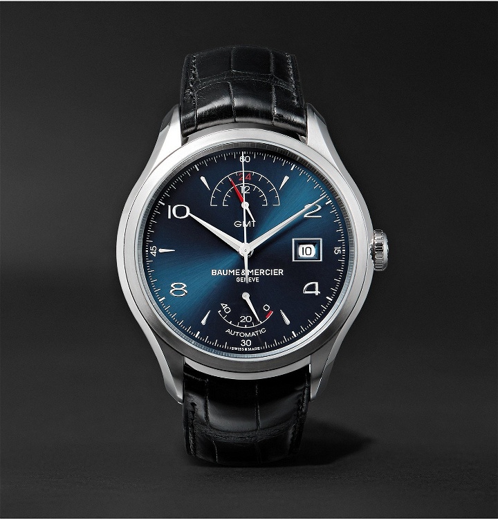 Photo: Baume & Mercier - Clifton Automatic 43mm Stainless Steel and Alligator Watch, Ref. No. 10316 - Blue