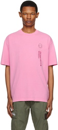 AAPE by A Bathing Ape Pink Embroidered T-Shirt