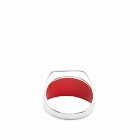Ellie Mercer Men's Three Circles Resin Ring in Silver/Red
