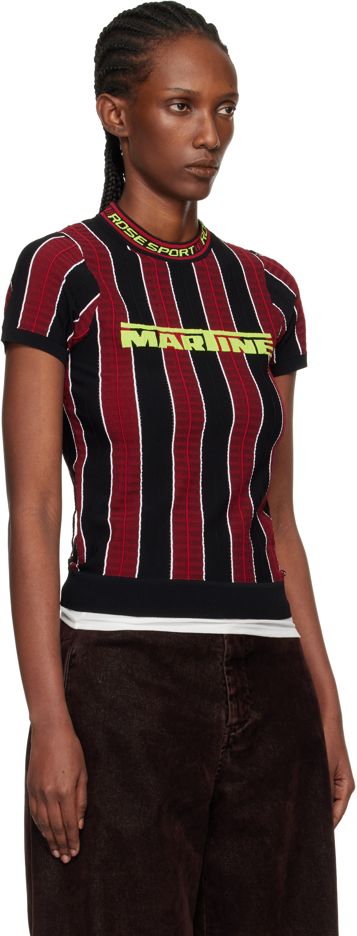 Martine Rose Red & Black Logo Tight T-shirt