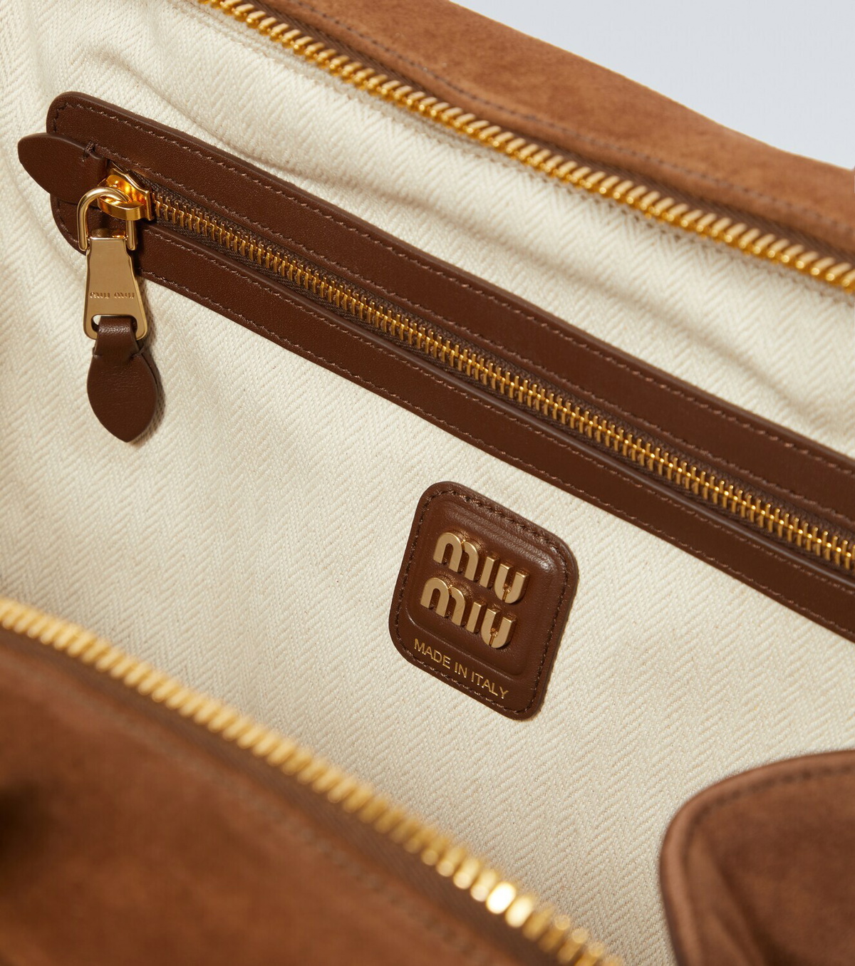 Miu Miu Logo suede tote bag