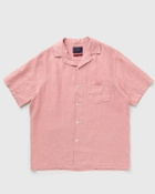 Portuguese Flannel Linen camp collar pink Mens Shortsleefe