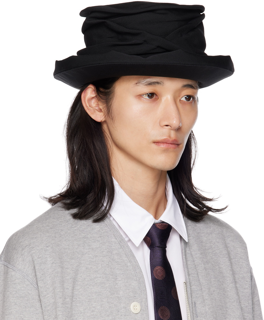 Yohji Yamamoto Black Picking Crochet Hat Yohji Yamamoto