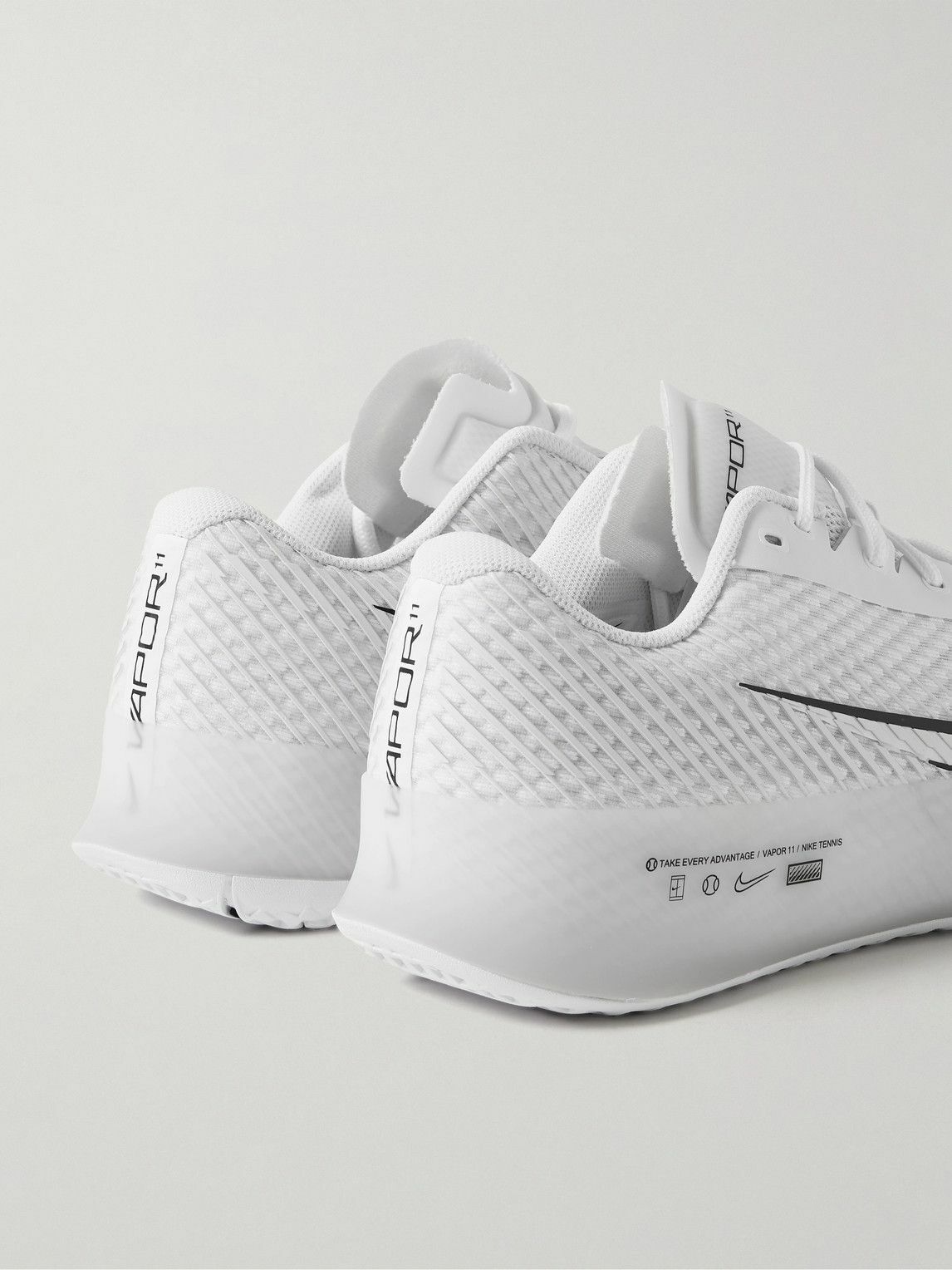 Nike Tennis - NikeCourt Air Zoom Vapor 11 Rubber-Trimmed Mesh Tennis Sneakers - White