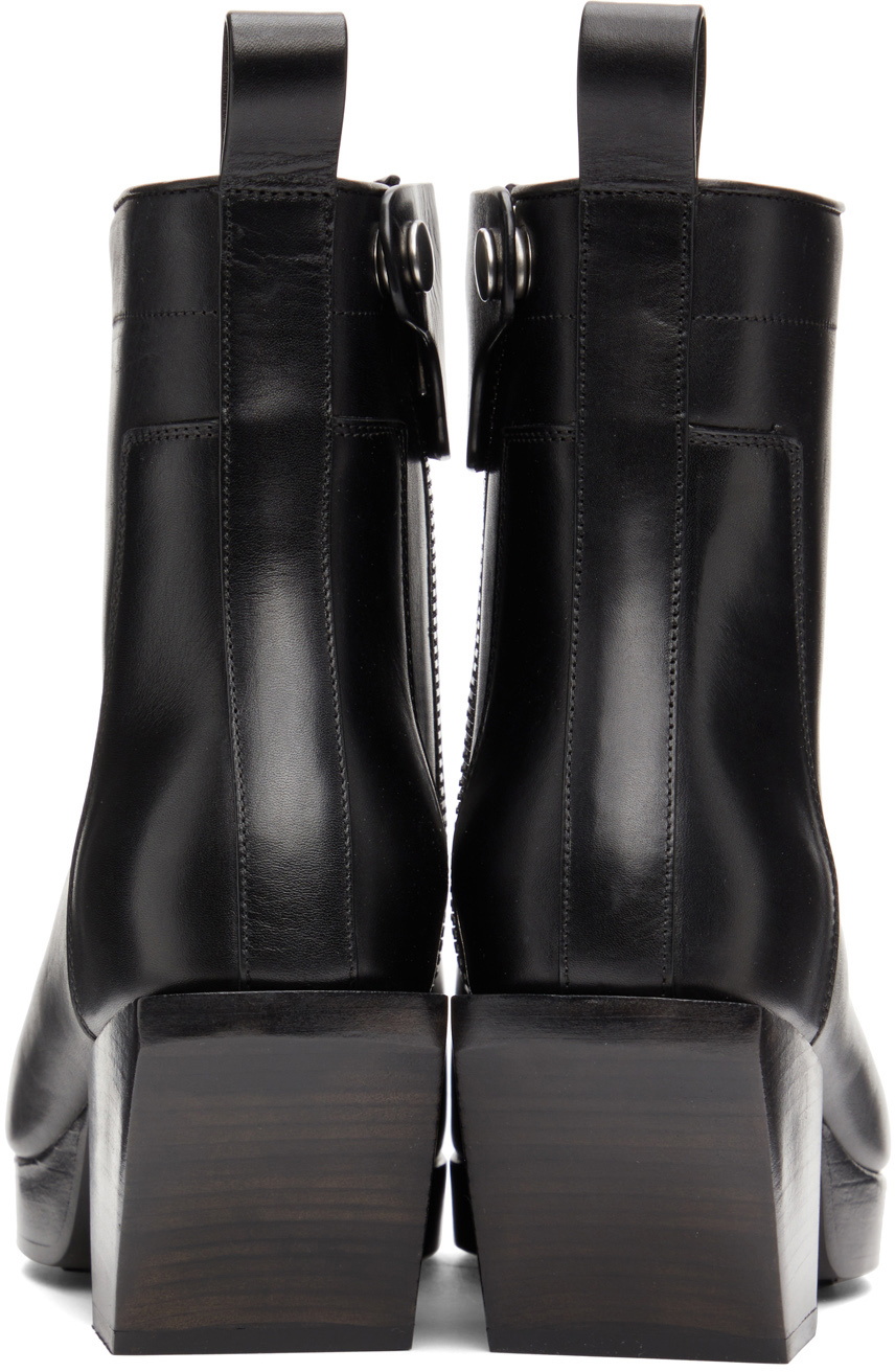 Rick Owens Black Heeled Silver Boots Rick Owens