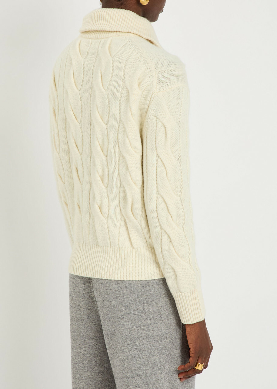Polo Ralph Lauren Cable-knit Wool and Cashmere-blend Cardigan Cream
