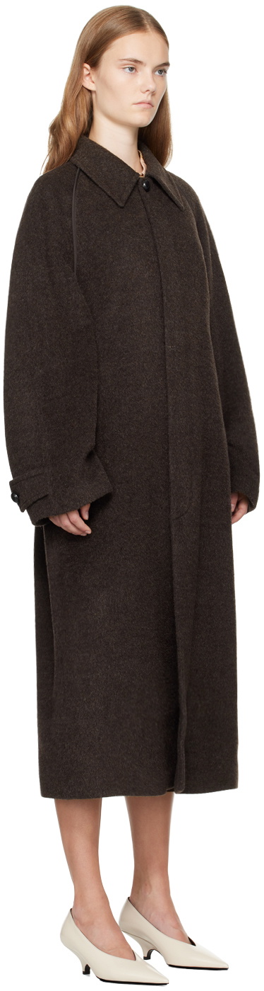 UMBER POSTPAST Brown Wool Raglan Long Coat