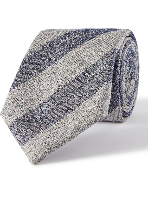 Photo: Canali - 8cm Striped Textured Silk-Jacquard Tie