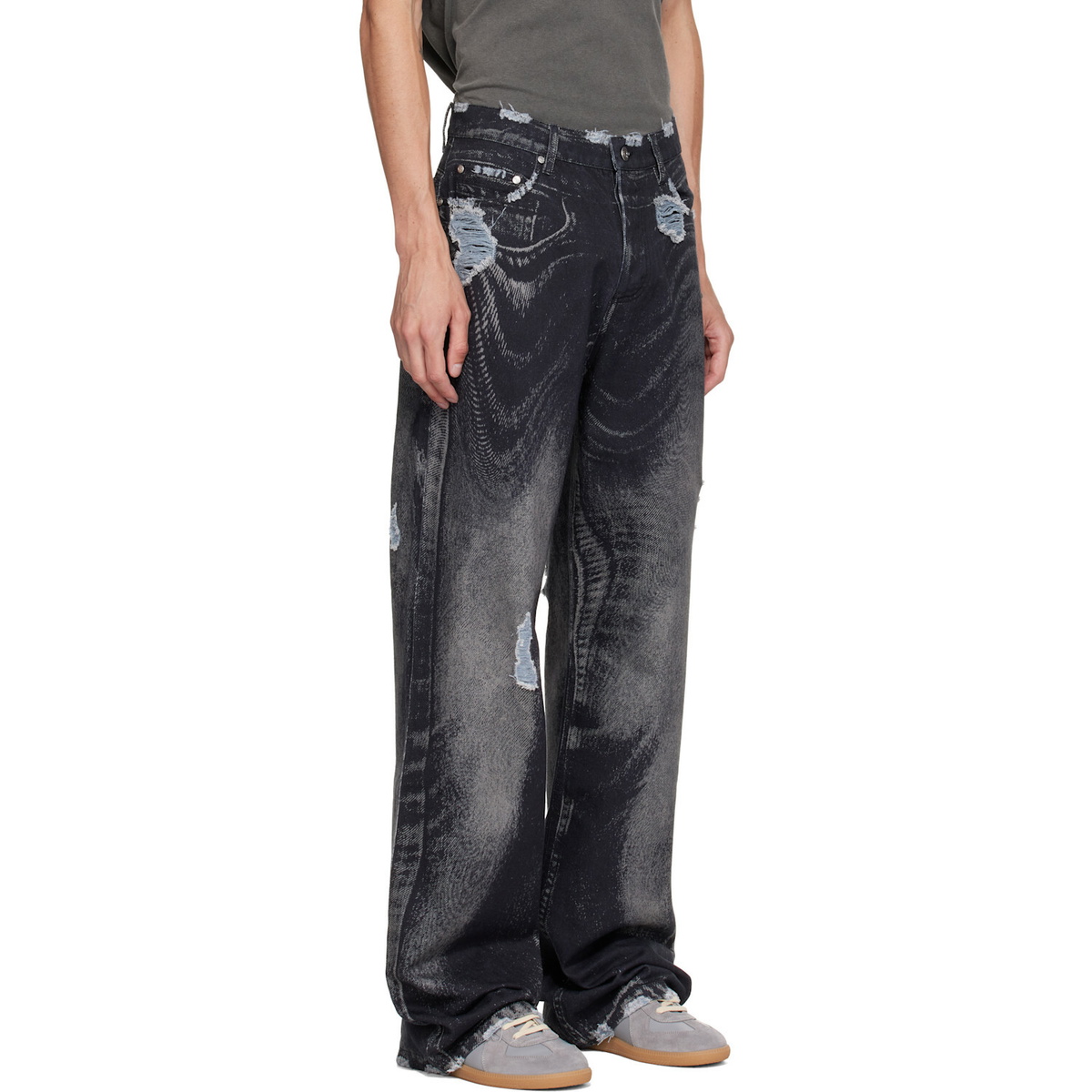 CAMPERLAB Black Distorted Distressed Jeans