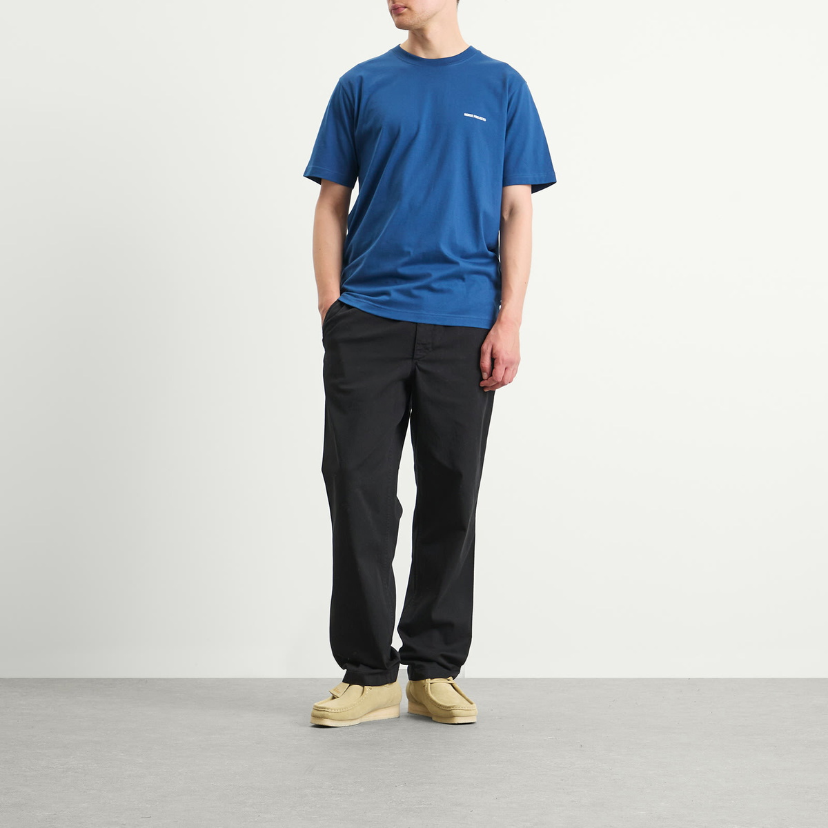 Norse Projects Men's Johannes Organic NORSE Logo Print T-shirt in Estate Blue