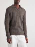 Mr P. - Wool and Cashmere-Blend Jacquard Polo Shirt - Brown