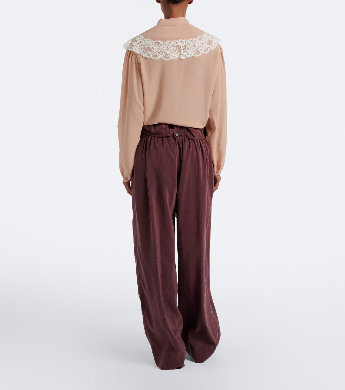 Chloé Silk-blend poplin wide-leg pants