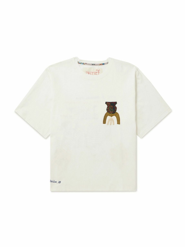 Photo: Kardo - Appliquéd Embroidered Cotton-Jersey T-Shirt - White