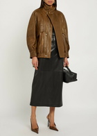 Nour Hammour Ghalia Panelled Leather Midi Skirt Black