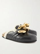 JW Anderson - Embellished Shearling-Lined Leather Loafers - Black