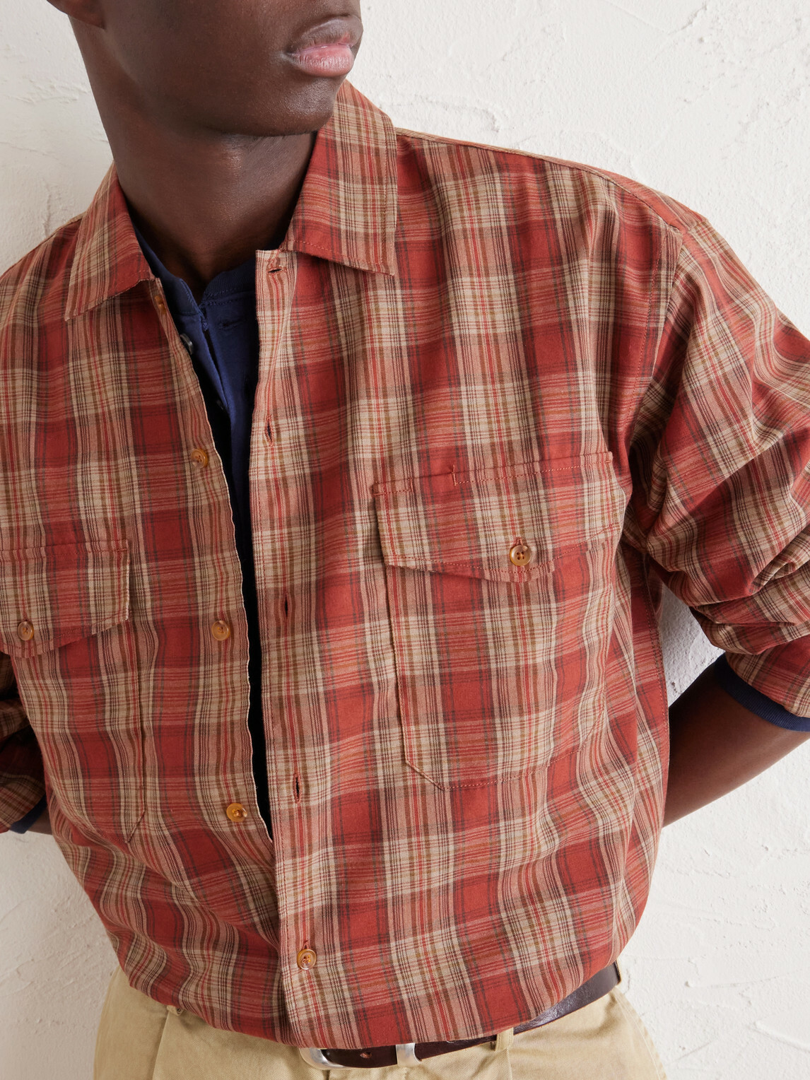 FrizmWORKS - Checked Cotton Shirt - Orange
