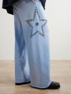 Satoshi Nakamoto - Straight-Leg Studded Cotton-Jersey Sweatpants - Blue