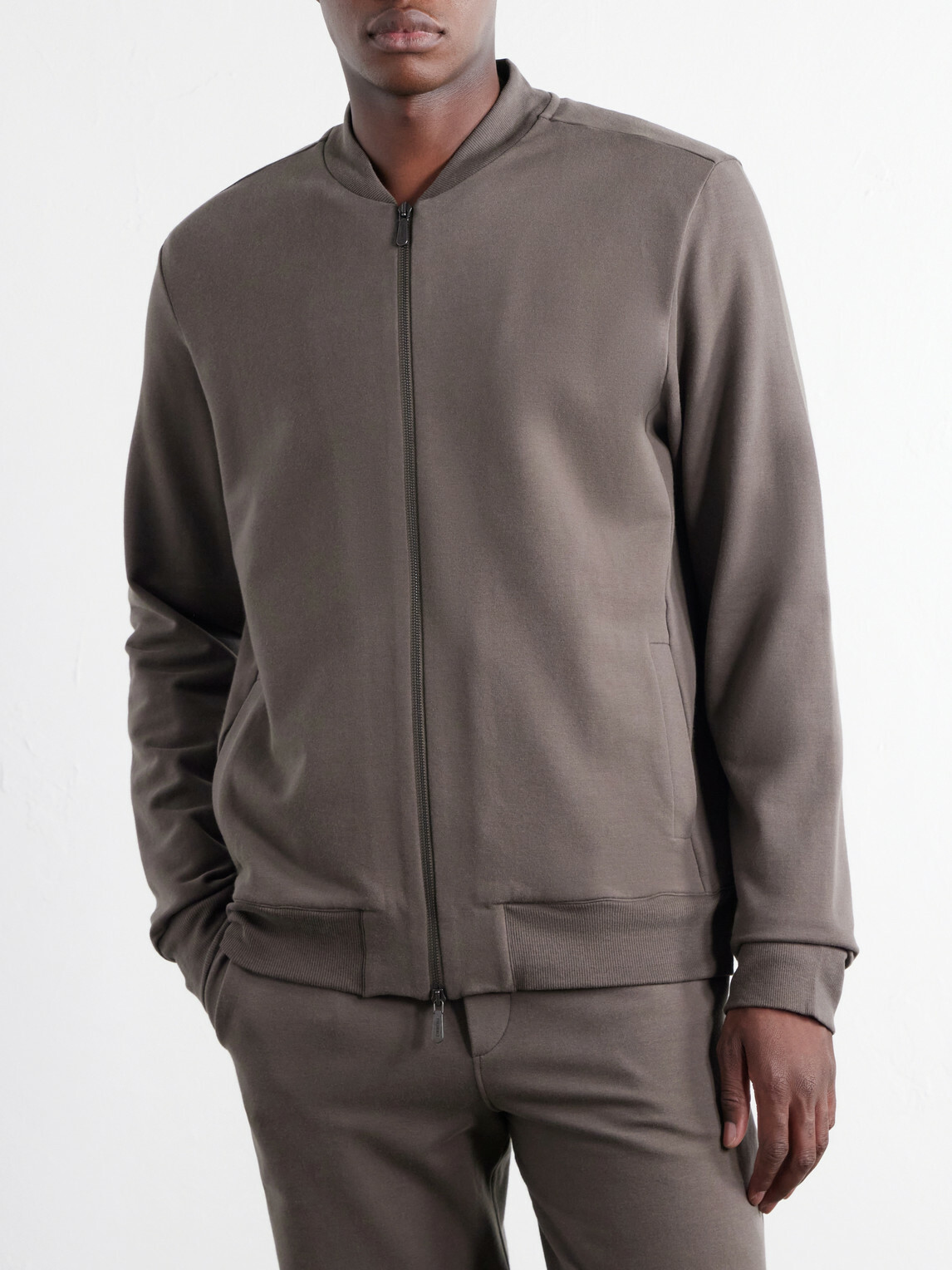 Zimmerli - Cotton-Blend Jersey Zip-Up Overshirt - Brown