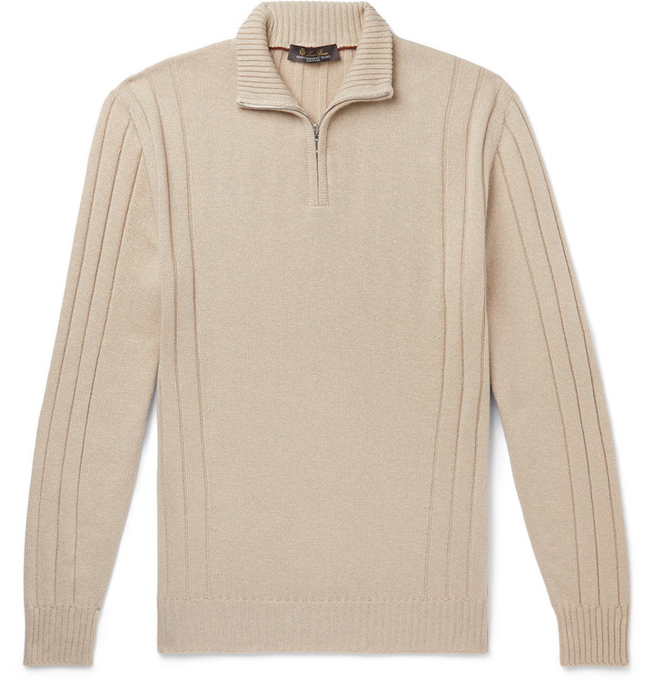 Photo: Loro Piana - Baby Cashmere and Silk-Blend Half-Zip Sweater - Neutrals