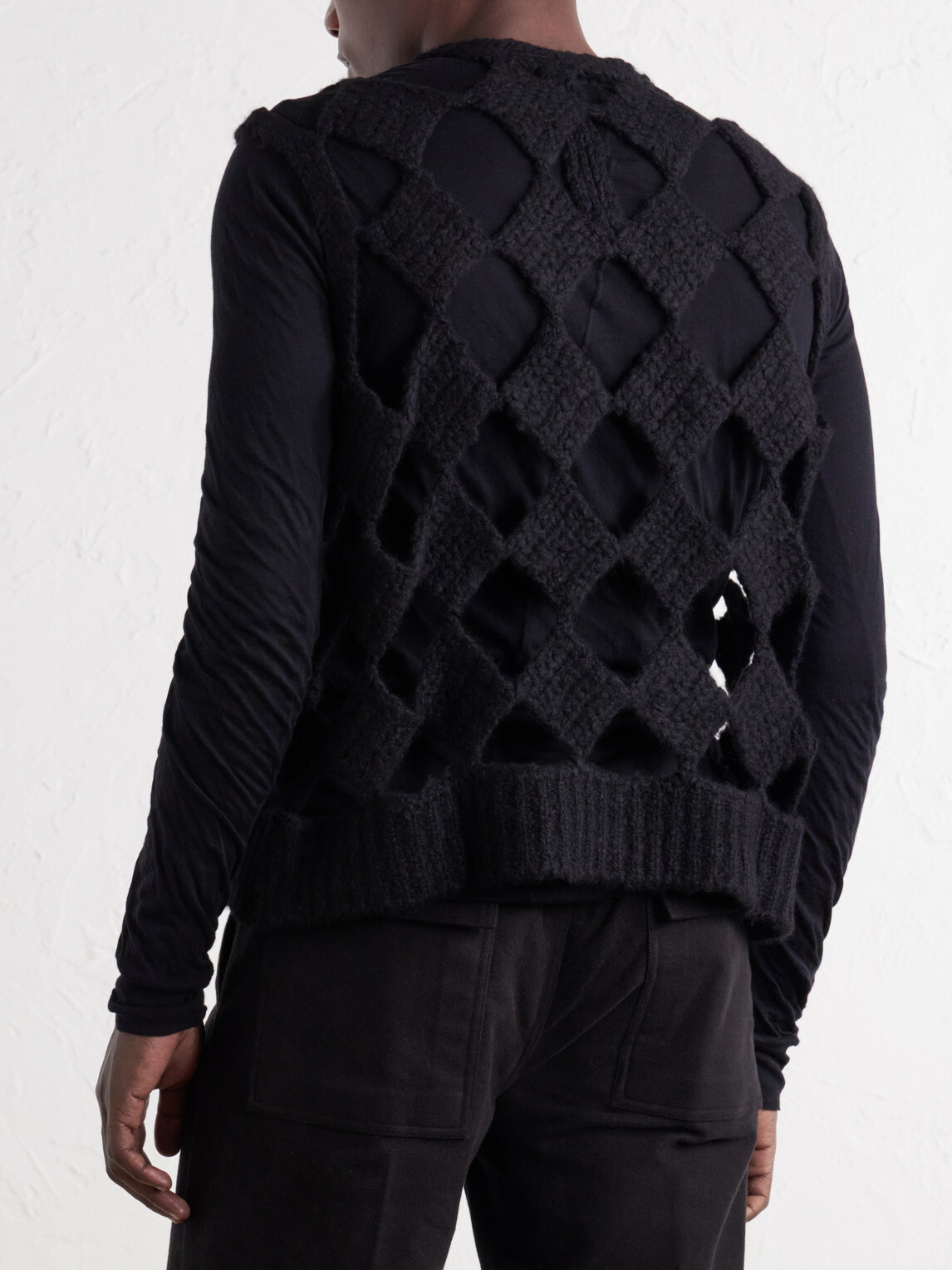 Rick Owens - Macramé Cashmere and Silk-Blend Sweater Vest - Black