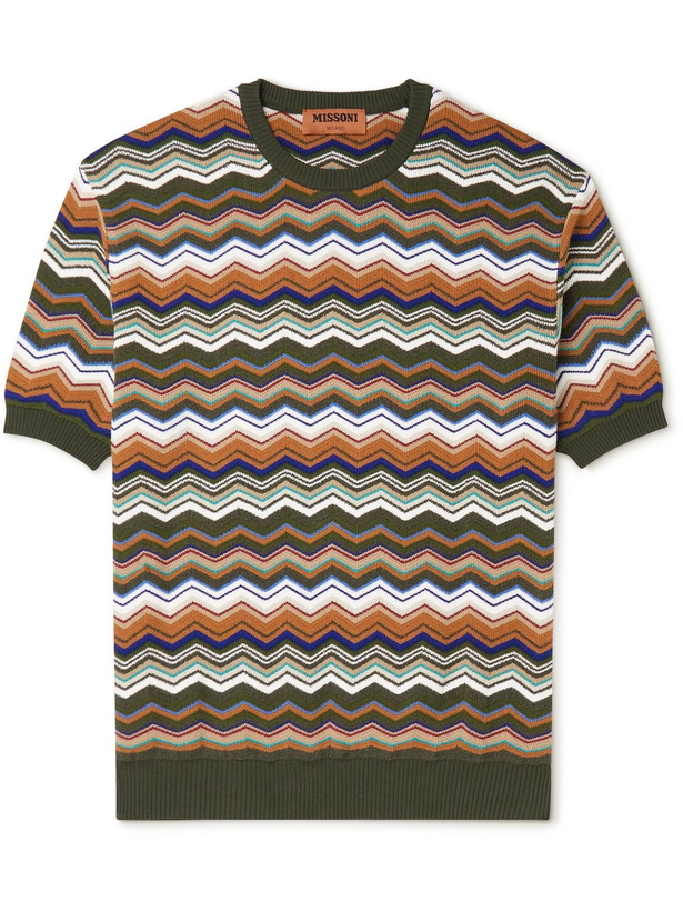 Photo: Missoni - Striped Jacquard-Knit Cotton-Blend Sweater - Green