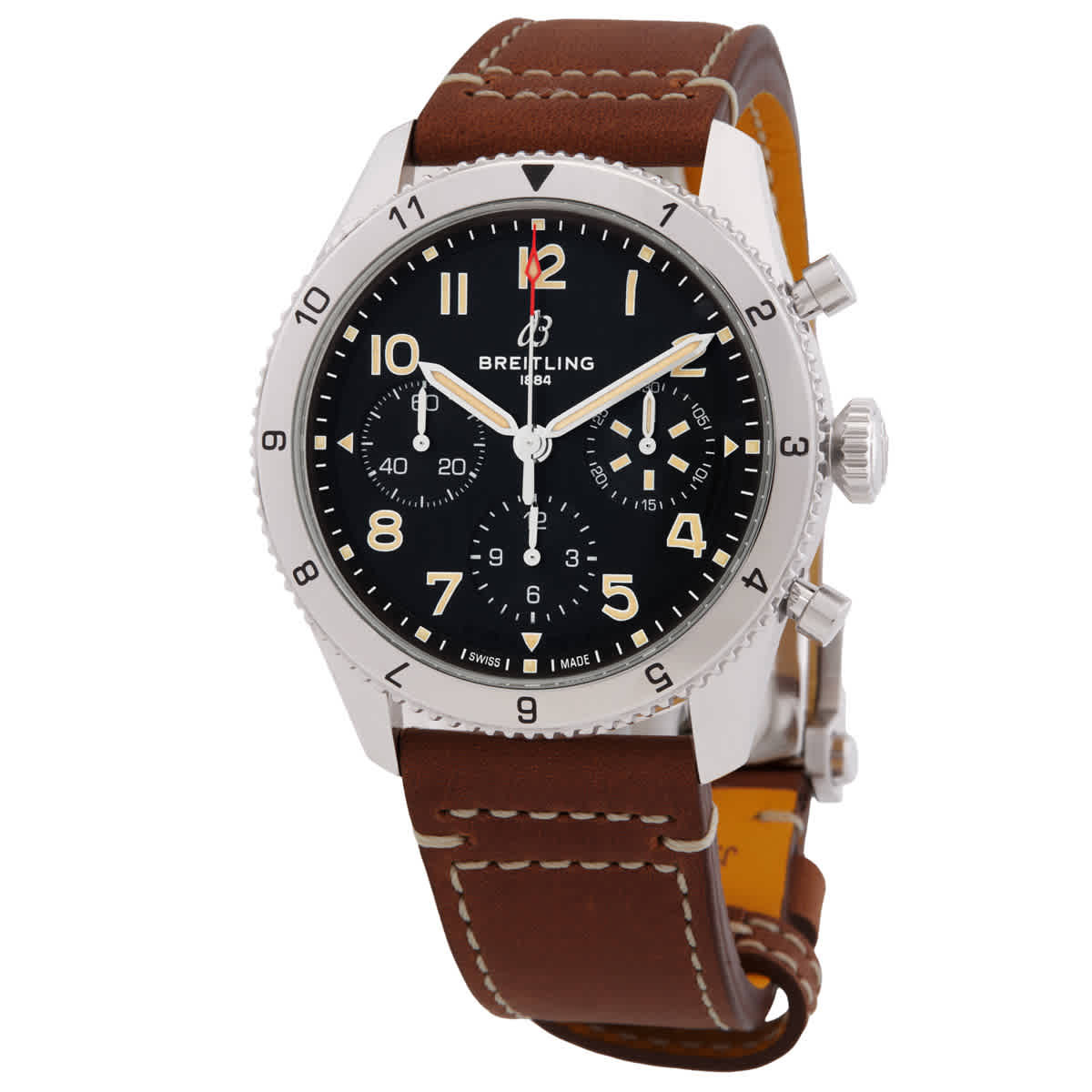 Breitling Classic AVI Chronograph 42 P-51 Mustang Automatic Chronometer Black Dial Mens Watch A233803A1B1X1