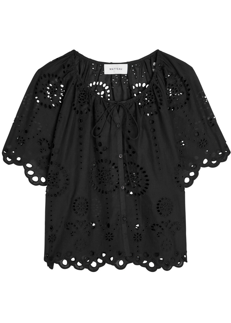 Matteau Broderie Anglaise Cotton Blouse Black