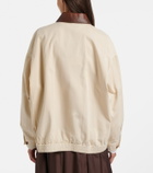 Prada Leather-trimmed oversized cotton blouson jacket