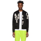 Neil Barrett Black Neoprene Flower Bomber Jacket