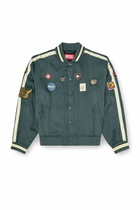 Diesel Satin bomber jacket with patches - Jackets Mens in Green