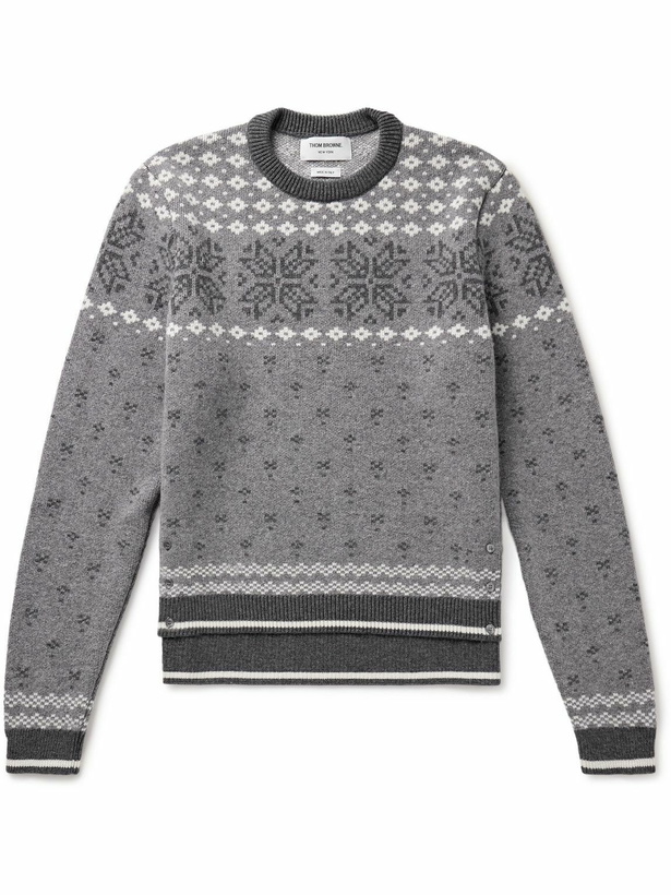 Photo: Thom Browne - Fair Isle Virgin Wool-Jacquard Sweater - Gray